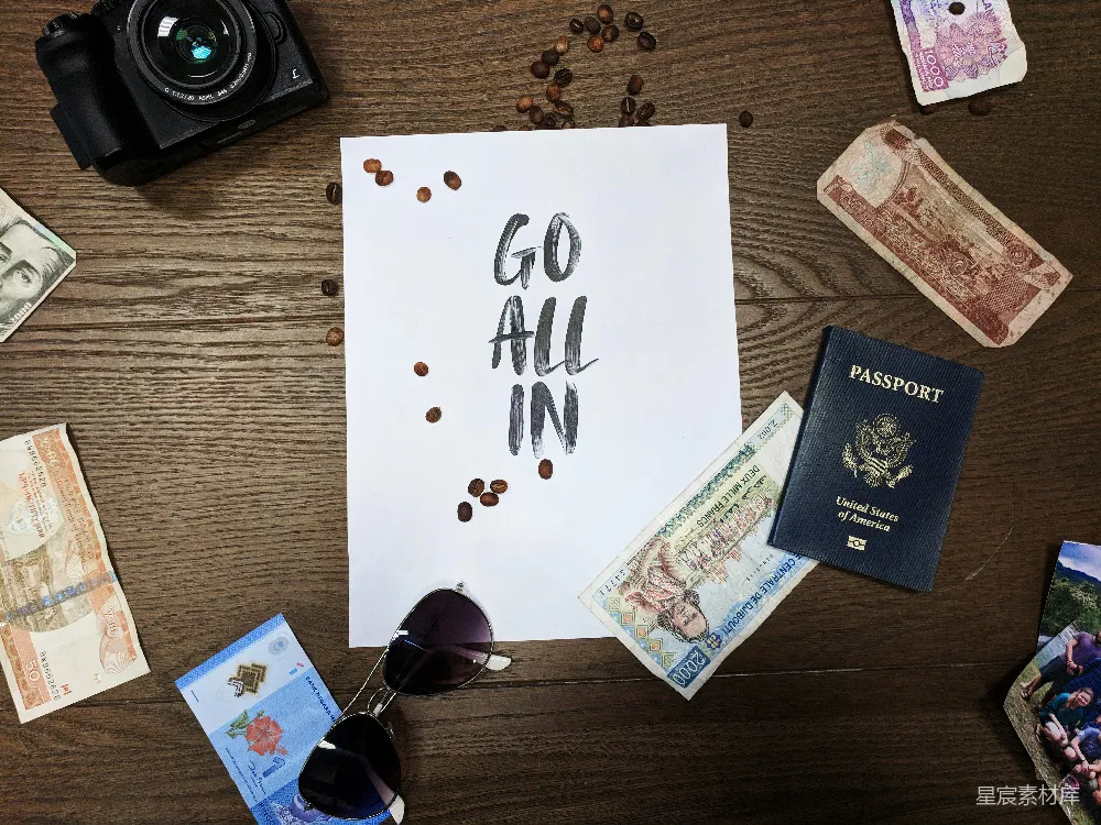 高清摄影 旅行 激励 护照 货币 相机 旅行准备与激励
