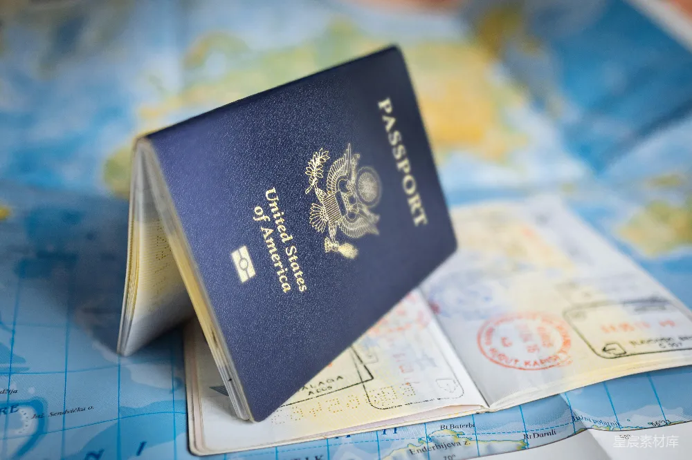 高清摄影 护照 旅行 地图 国际 签证 美国护照与地图
