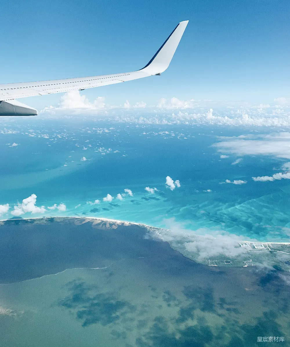 高清摄影 旅行 自然美景 飞机航拍 清澈海水 蓝天白云 空中俯瞰碧海蓝天