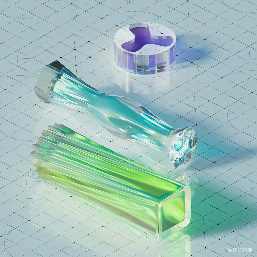 高清摄影 几何形状 未来风格 透明材质 科技感 3D渲染 未来感几何晶体
