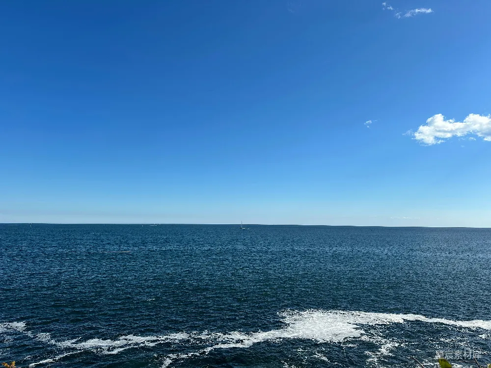 高清摄影 大海 蓝天 白云 宁静 自然 辽阔大海与蓝天白云