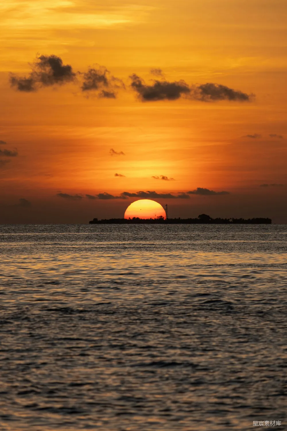 高清摄影 日落 海景 平静 自然 宁静 日落海平线