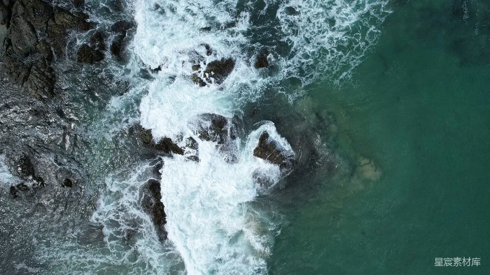 高清摄影 海岸 海浪 俯瞰 自然 风景 海岸礁石与海浪俯瞰