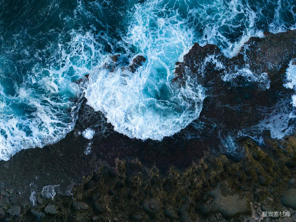高清摄影 海浪 岩石 自然 航拍 力量 海浪冲击岩石