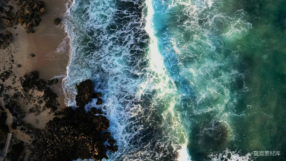 高清摄影 海滩 海洋 自然景观 俯瞰 海岸线 俯瞰海岸波浪
