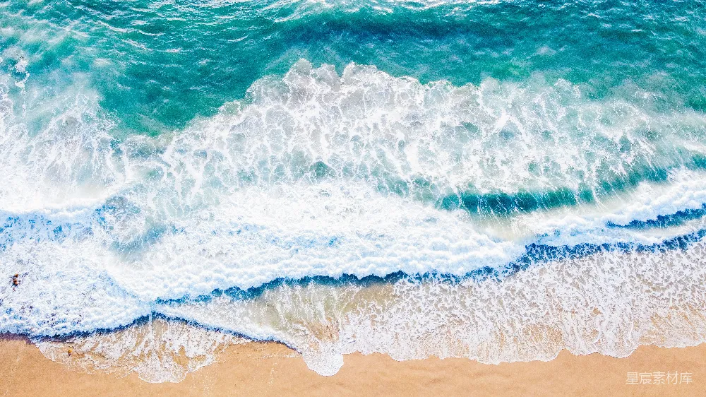 高清摄影 海滩 海浪 航拍 自然风光 休闲 俯瞰海滩与海浪