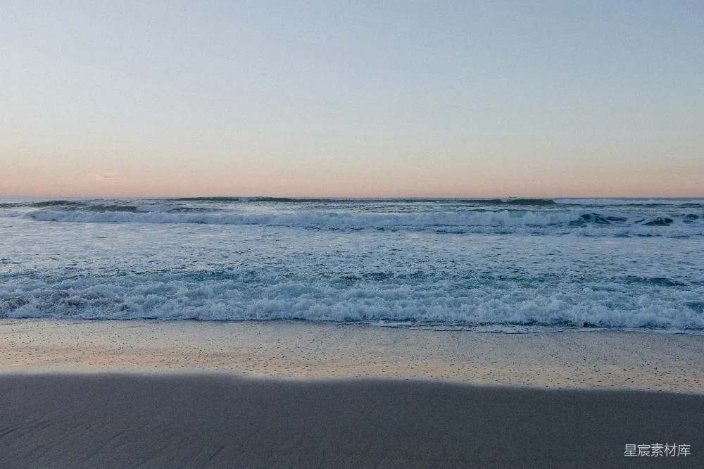高清摄影 海滩 日落 海浪 宁静 自然 日落时分的海滩