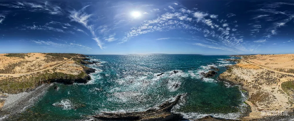 高清摄影 海岸 阳光 自然 全景 旅行 阳光下的海岸全景