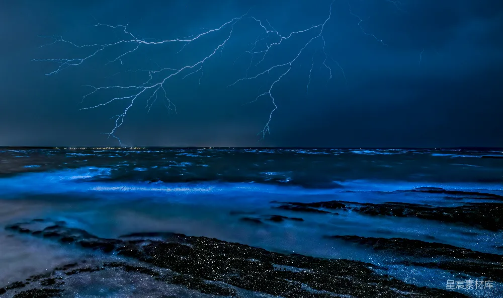 高清摄影 闪电 夜景 海景 自然风光 震撼 夜海闪电