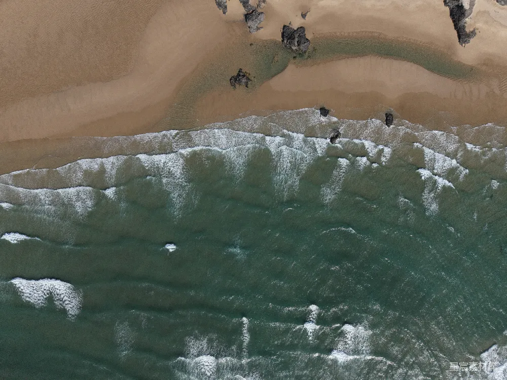 高清摄影 海滩 航拍 自然 海洋 旅行 俯瞰海滩与海浪
