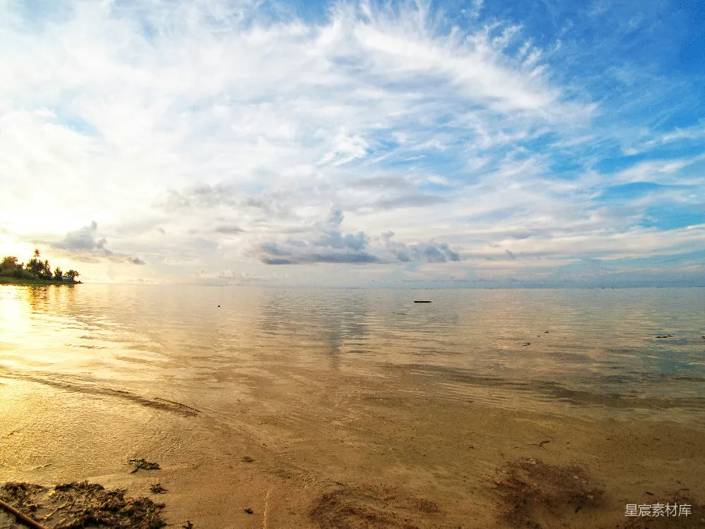 高清摄影 海滩 日落 宁静 自然 海滩风光 宁静的海滩日落