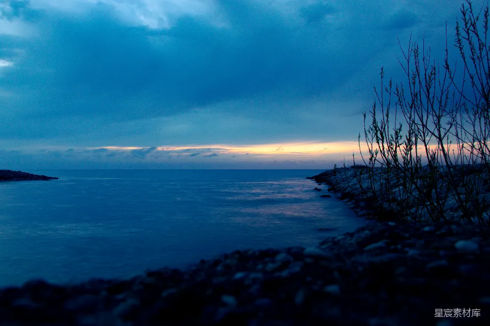 高清摄影 风景 暮色 海岸 宁静 自然 暮色海岸线