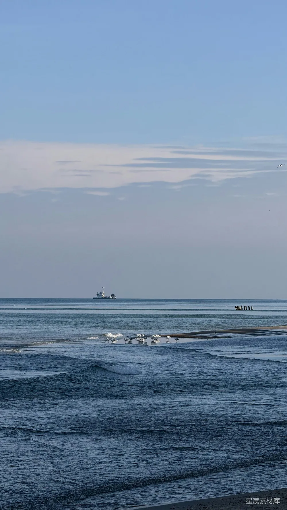 高清摄影 海滩 海景 船只 平静 自然 平静的海景与远处的船只