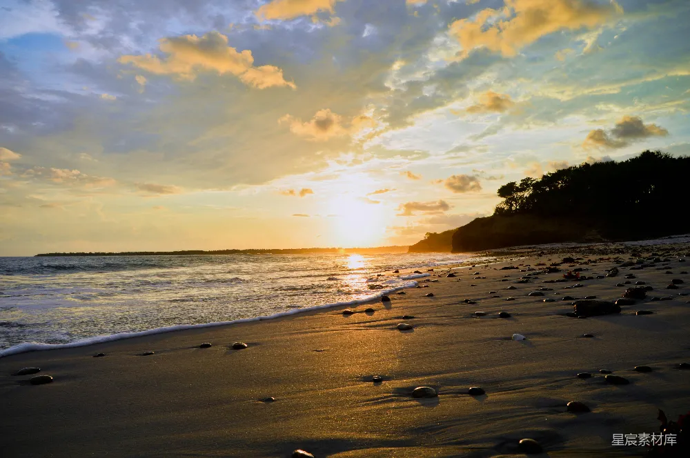 高清摄影 海滩 夕阳 自然风光 宁静 休闲 夕阳下的海滩