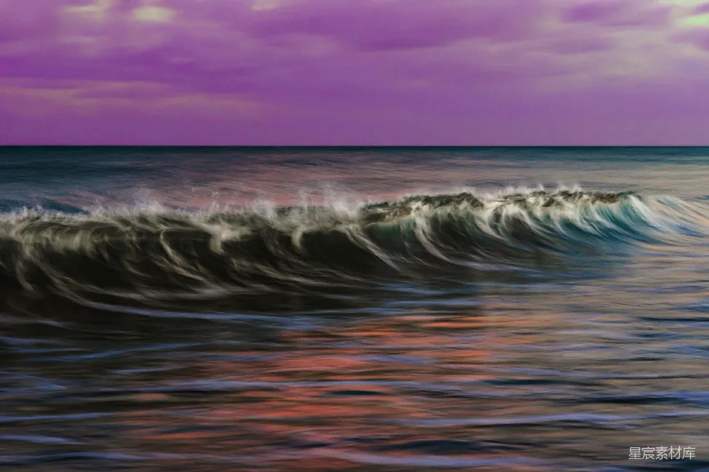 高清摄影 海浪 梦幻 紫色天空 自然美景 艺术风格 梦幻海浪