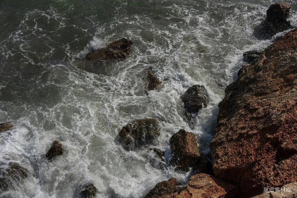 高清摄影 海浪 岩石 自然 动态 海岸 海浪拍打岩石