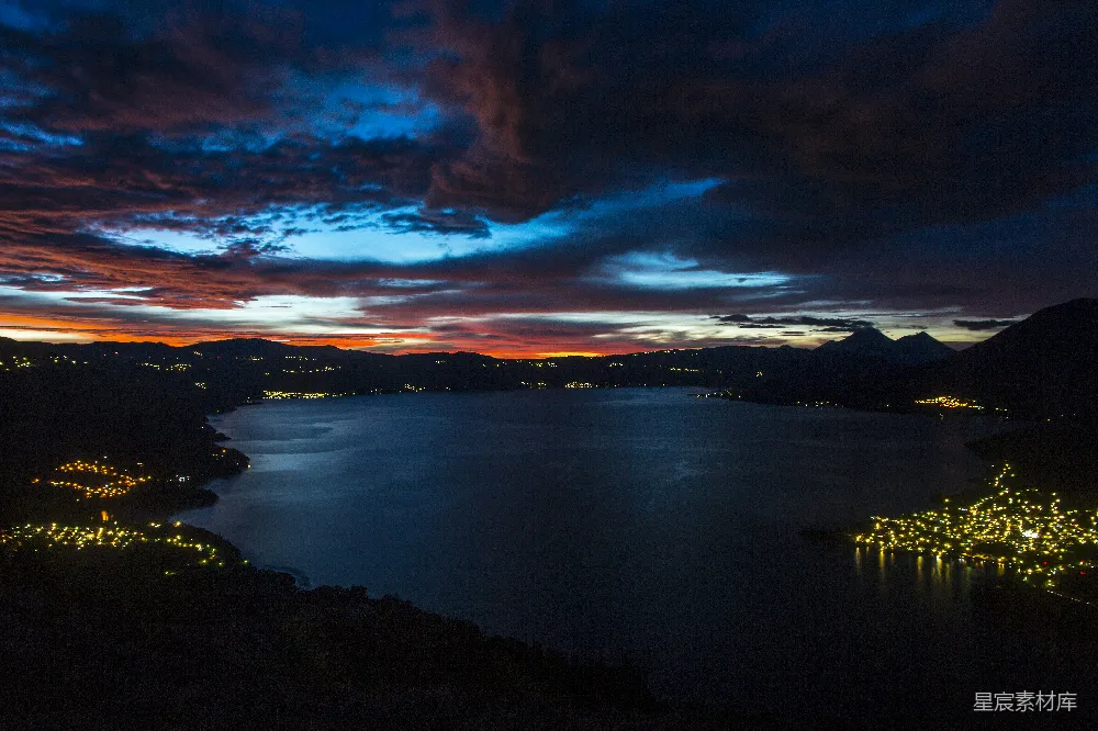 高清摄影 自然风光 湖景 日落 宁静 风景 日落时分的湖畔静谧