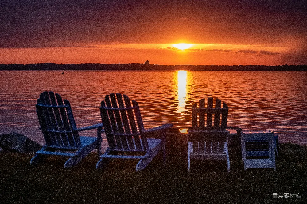 高清摄影 夕阳 湖景 休闲 宁静 自然 湖边夕阳下的宁静时光