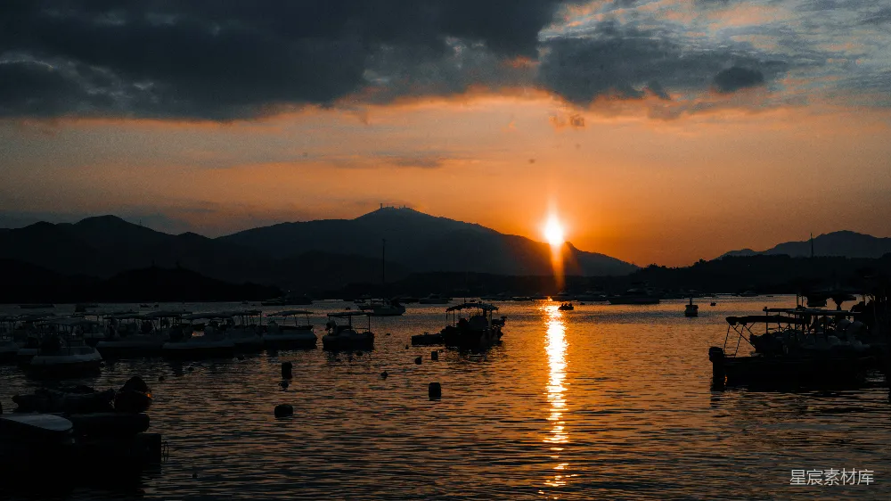 高清摄影 夕阳 静谧 港湾 自然美景 宁静时光 夕阳下的静谧港湾