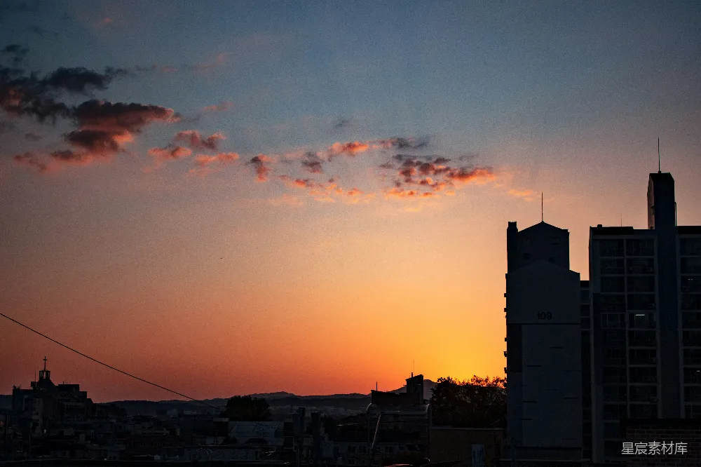 高清摄影 城市 黄昏 建筑 天空 宁静 城市黄昏剪影