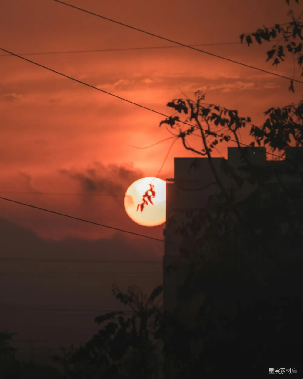 高清摄影 夕阳 剪影 城市 自然 静谧 夕阳下的剪影