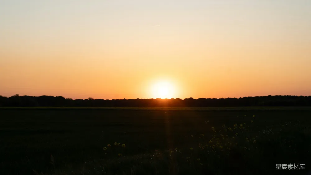 高清摄影 田园风光 日落 宁静 自然 乡村 夕阳下的田野