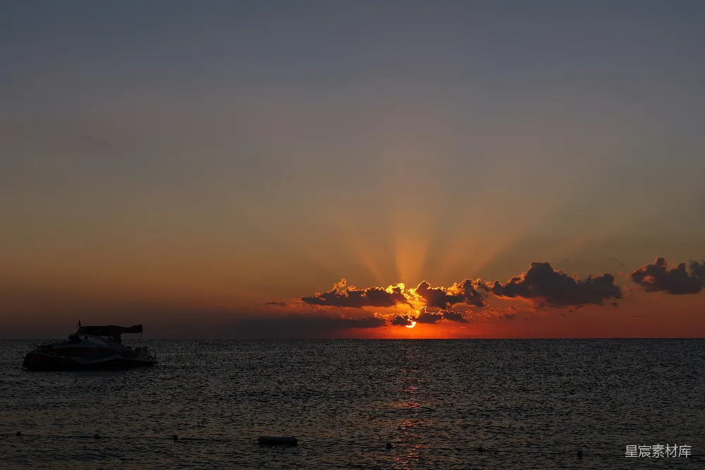 高清摄影 日落 海洋 自然 宁静 夕阳 海上的日落