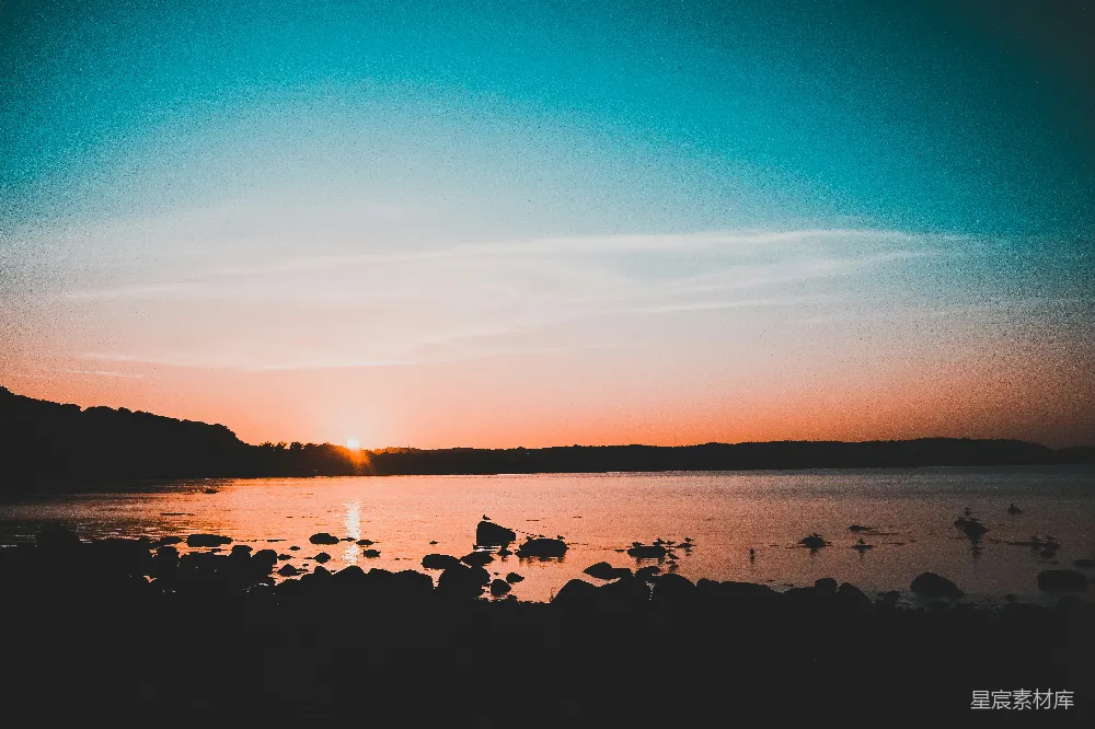高清摄影 日落 宁静 海岸 自然 风景 夕阳下的宁静海岸