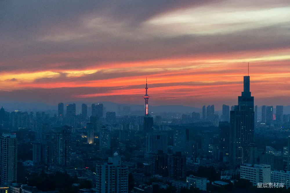 高清摄影 城市 黄昏 建筑 天际线 自然 夕阳下的城市剪影