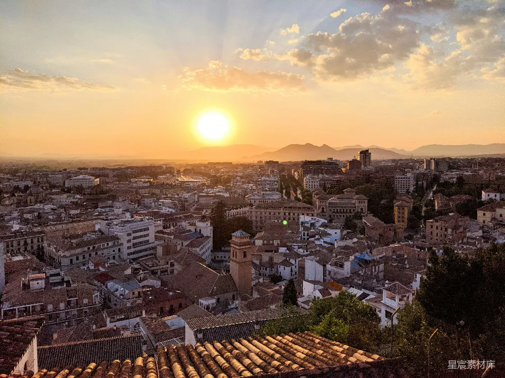 高清摄影 城市景观 日落 建筑 风景 旅游 夕阳下的古城