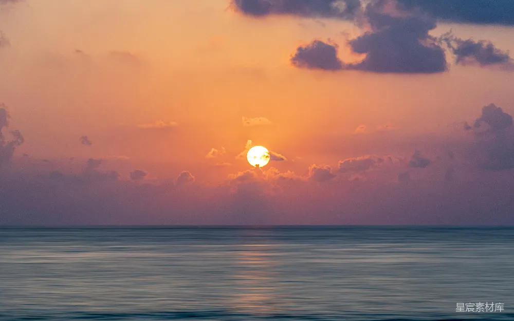 高清摄影 日落 海洋 宁静 自然美景 天空 海平面上的夕阳