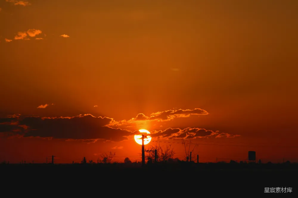 高清摄影 夕阳 乡村 宁静 自然 风景 夕阳下的宁静乡村