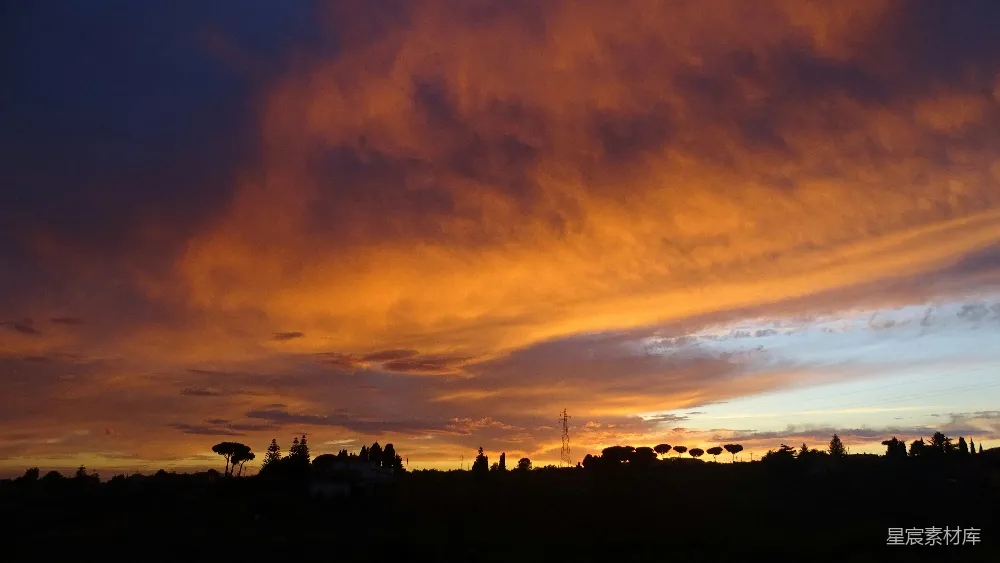 高清摄影 夕阳 乡村 宁静 自然 景观 夕阳下的宁静村落