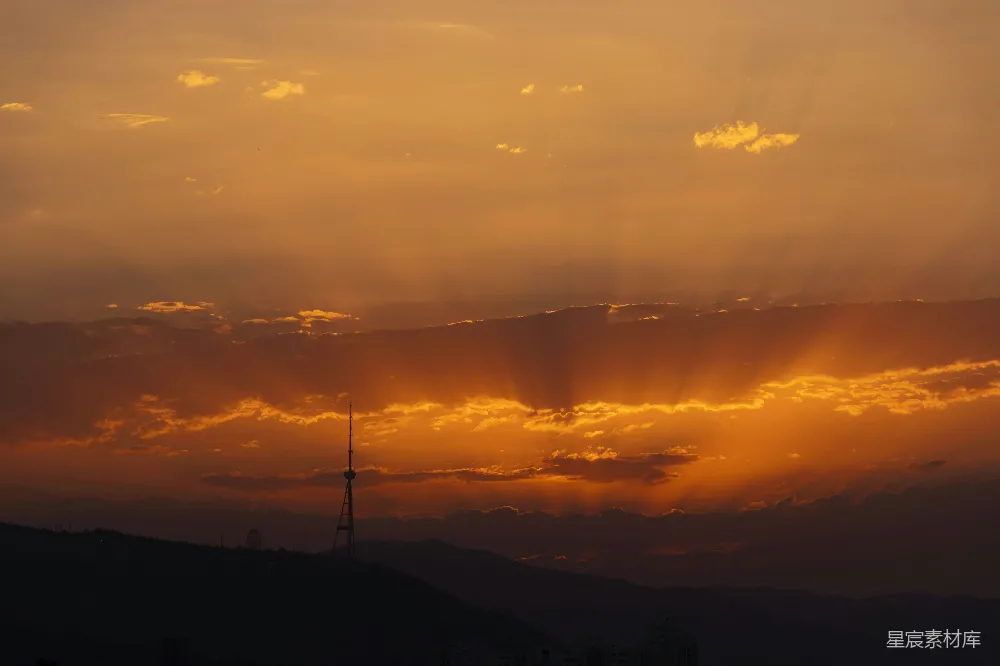高清摄影 夕阳 城市 剪影 天空 建筑 夕阳下的城市剪影