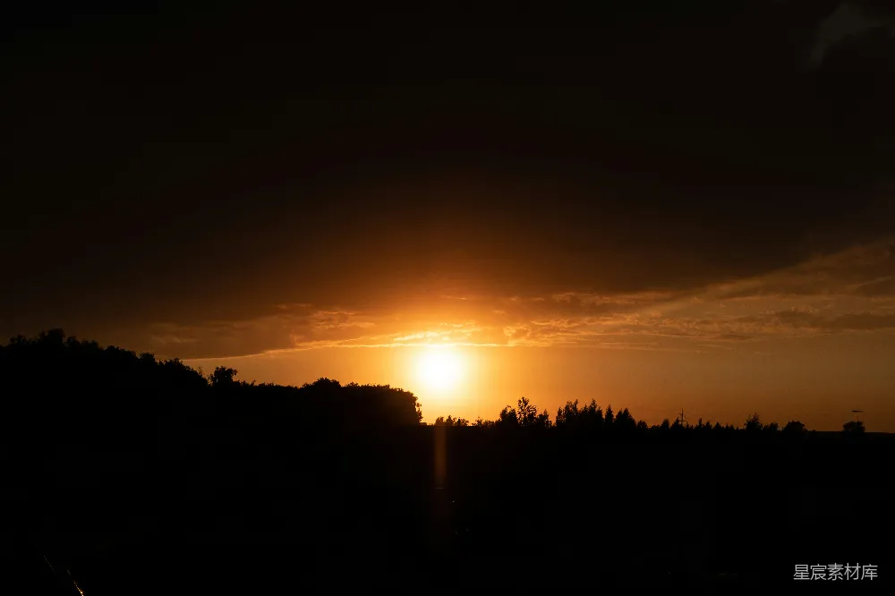 高清摄影 夕阳 宁静 田园 自然 黄昏 夕阳西下，宁静的田园风光
