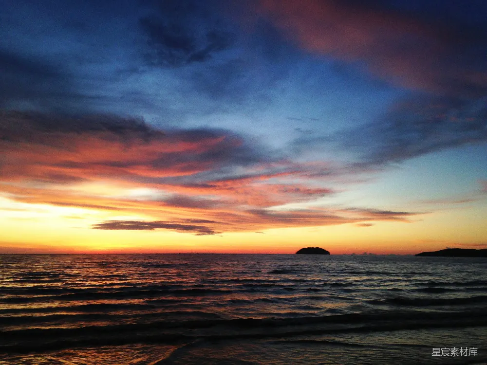 高清摄影 日落 海滩 自然风光 宁静 景观 海边日落