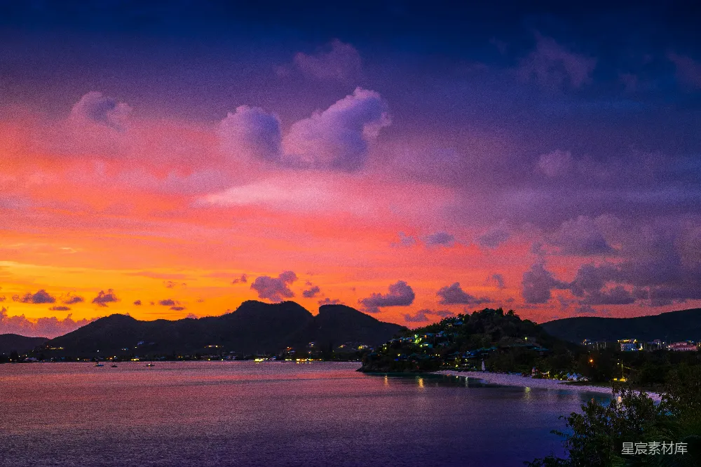 高清摄影 日落 海滩 山丘 浪漫 自然 梦幻日落海滩