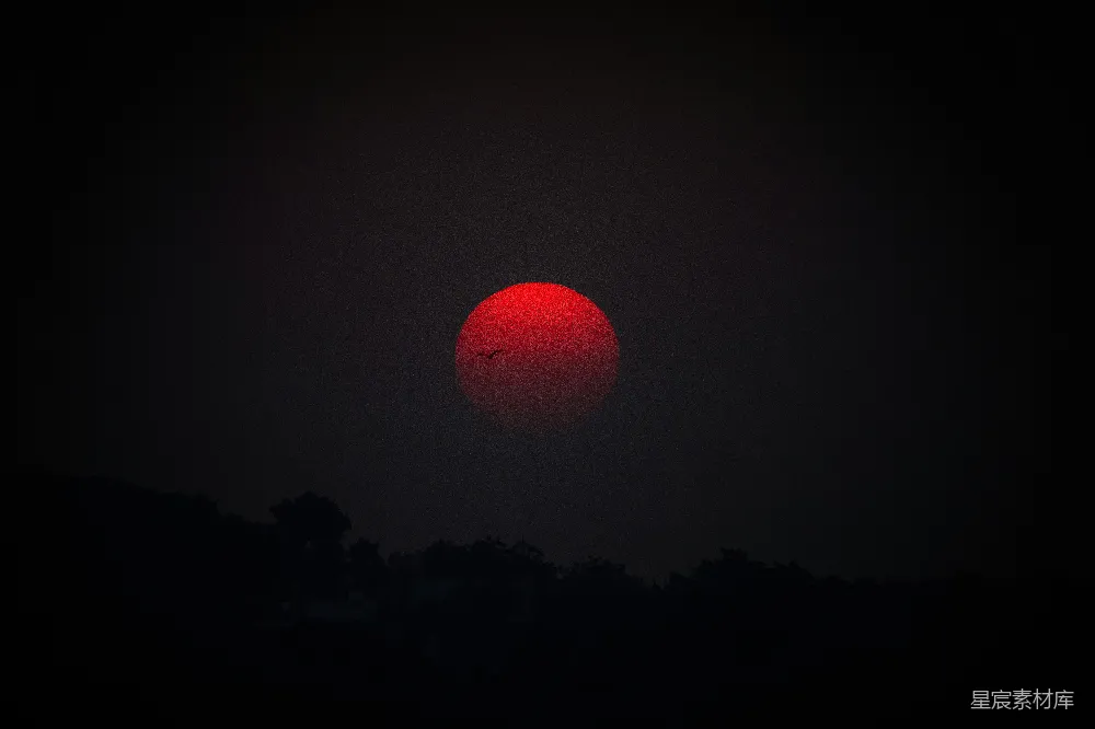 高清摄影 日落 夜景 红色 自然 宁静 红日与夜的交响