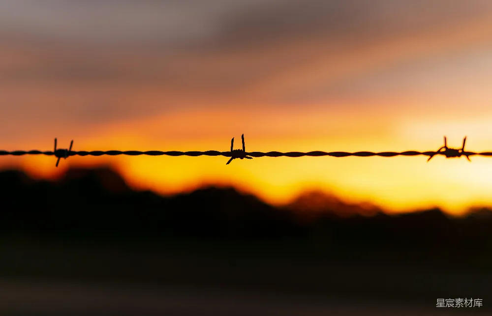 高清摄影 夕阳 铁丝网 自然风光 宁静 乡村 夕阳下的铁丝网