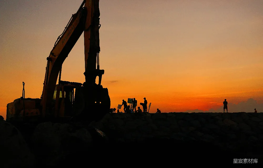 高清摄影 建筑 夕阳 施工 工业 自然 夕阳下的建筑工地