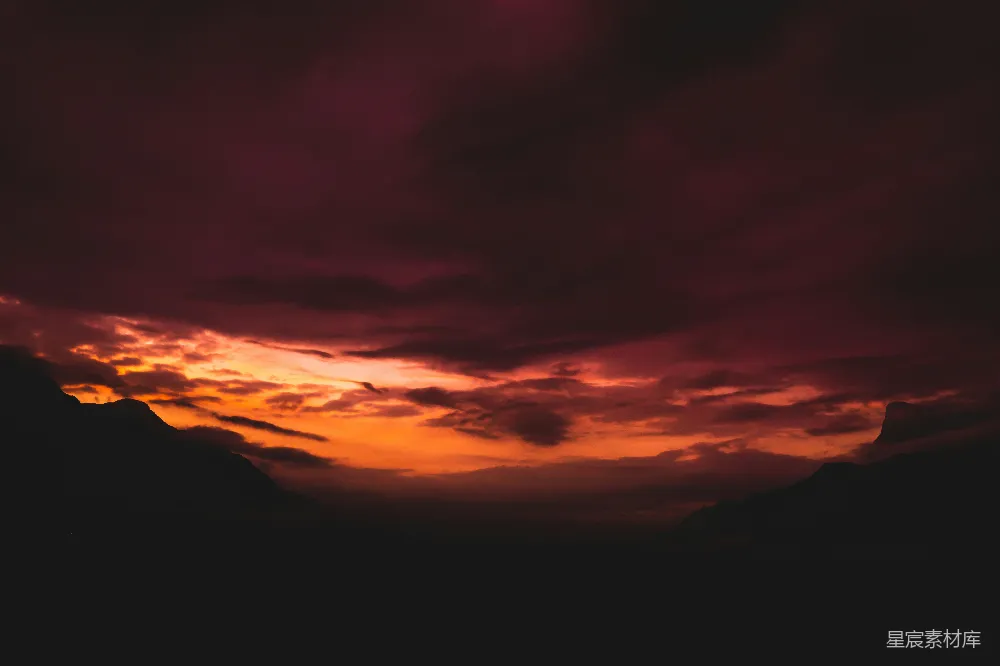 高清摄影 风景 日落 山脉 自然 宁静 暮色山峦
