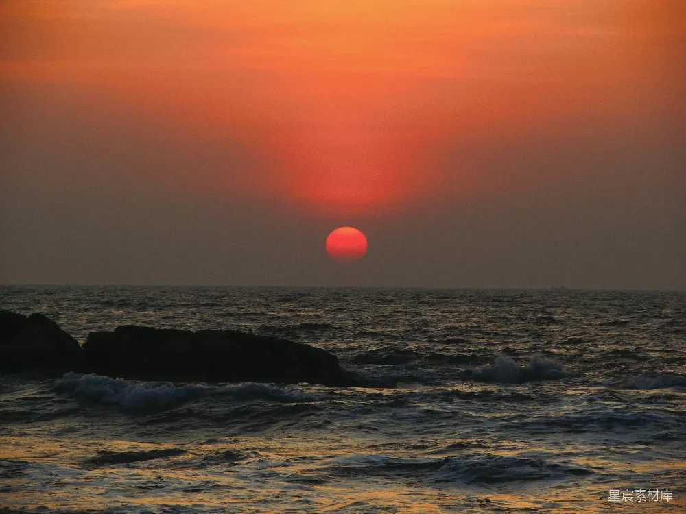高清摄影 日落 海滩 自然风光 宁静 夕阳 日落海景
