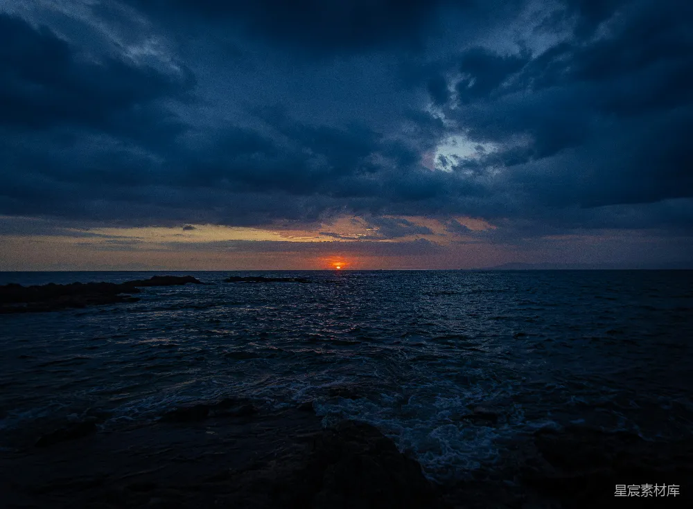 高清摄影 日落 海景 宁静 自然 摄影 海上的日落