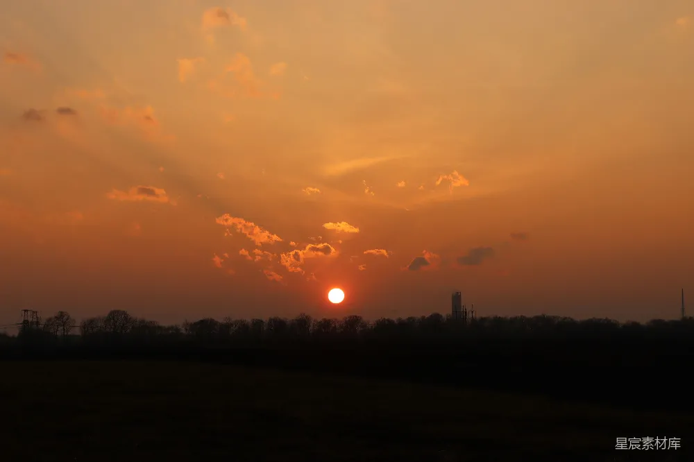 高清摄影 日落 田园风光 宁静 自然美景 乡村 夕阳下的宁静田园