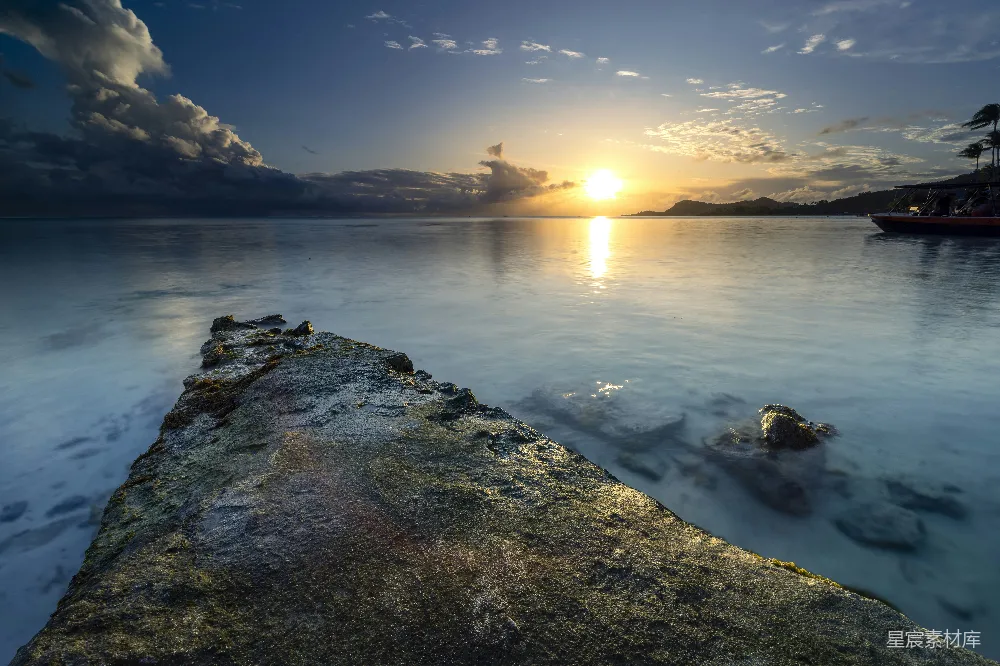 高清摄影 海景 日出 岩石 宁静 自然 晨曦海景