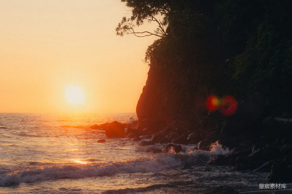 高清摄影 日落 海滩 自然 风景 宁静 日落海景