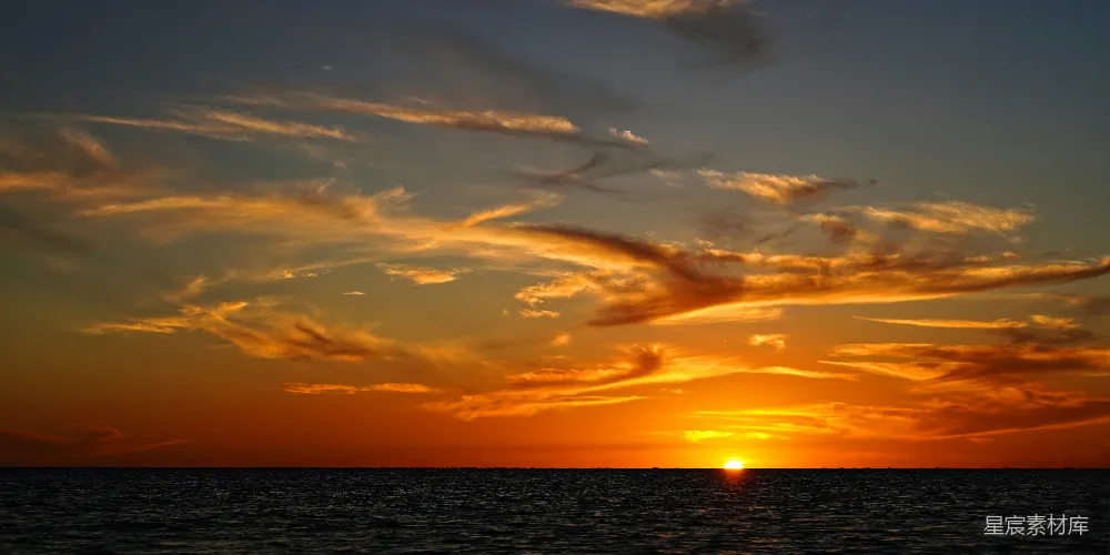 高清摄影 夕阳 海景 自然风光 宁静 日落 夕阳西下，海天一色