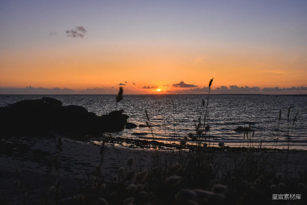 高清摄影 日落 海滩 自然 宁静 户外 日落海景