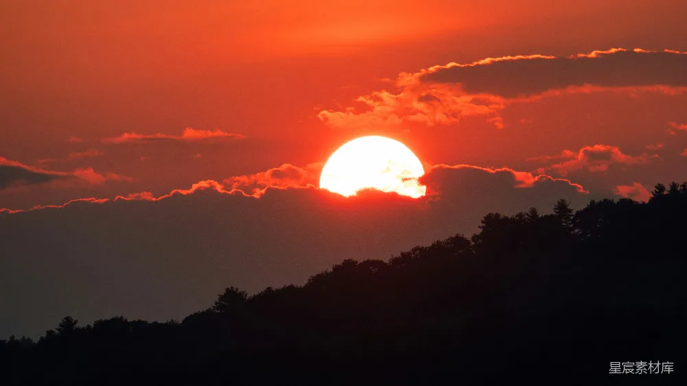 高清摄影 日落 自然风光 宁静 美景 夕阳 夕阳西下，云层下的日落