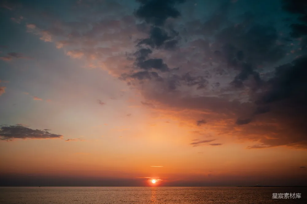 高清摄影 日落 海景 宁静 自然 风景 日落海平线